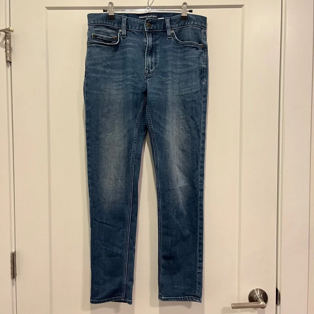 Banana Republic Travel Jeans Mens 31x30 Slim Fit Medium Wash Blue Denim Pants